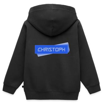 Namensschild CHRISTOPH Christoph - Kinder Premium Organic Zip Hoodie - Schwarz - Hinten - AI Model Kid Male (0cm)