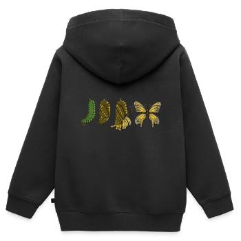 Chenille - Sweat Premium à capuche zippé enfant bio - noir - Dos - AI Model Kid Male (0cm)