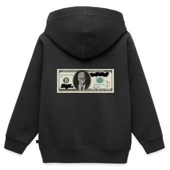 Bitcoin Crypto Dollar - Kinder Premium Organic Zip Hoodie - Schwarz - Hinten - AI Model Kid Male (0cm)