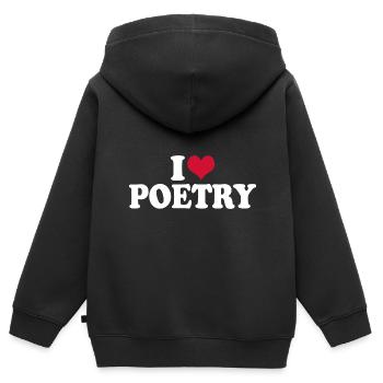 Poesie Dichter I Love Poetry Dichten - Kinder Premium Organic Zip Hoodie - Schwarz - Hinten - AI Model Kid Male (0cm)