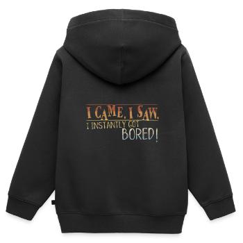 Je suis venu j’ai vu que je m’ennuyais instantanément l’ennui - Sweat Premium à capuche zippé enfant bio - noir - Dos - AI Model Kid Male (0cm)