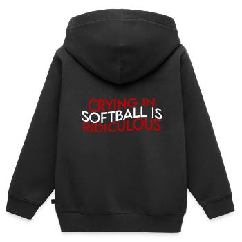 Pleurer au softball est ridicule - Sweat Premium à capuche zippé enfant bio - noir - Dos - AI Model Kid Male (0cm)