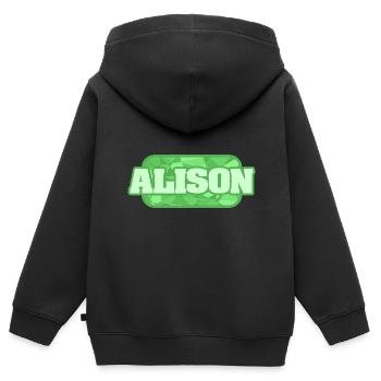 Gift for Alison - Kids Premium Organic Zip-up Hoodie - black - Back - AI Model Kid Male (0cm)
