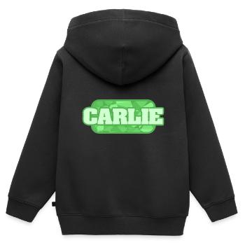 Carlie als Gesundheit - Kinder Premium Organic Zip Hoodie - Schwarz - Hinten - AI Model Kid Male (0cm)