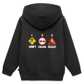 Autorennen Herumtreiber - Kinder Premium Organic Zip Hoodie - Schwarz - Hinten - AI Model Kid Male (0cm)