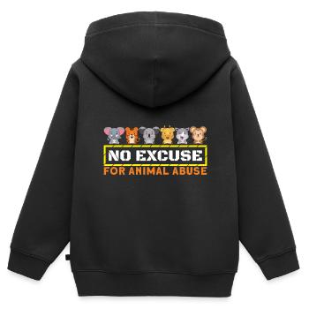Aucune excuse pour la maltraitance animale Végétarien végétalien - Sweat Premium à capuche zippé enfant bio - noir - Dos - AI Model Kid Male (0cm)