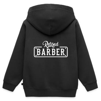 Retired Barber Friseur Im Ruhestand - Kinder Premium Organic Zip Hoodie - Schwarz - Hinten - AI Model Kid Male (0cm)