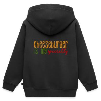 Le cheeseburger est ma spécialité 3 - Sweat Premium à capuche zippé enfant bio - noir - Dos - AI Model Kid Male (0cm)