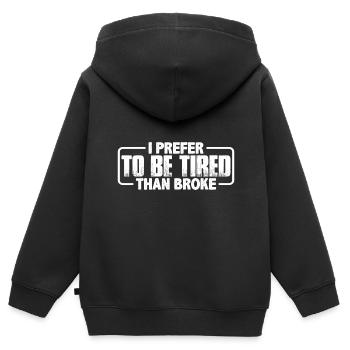 Je préfère être fatigué que fauché 3 - Sweat Premium à capuche zippé enfant bio - noir - Dos - AI Model Kid Male (0cm)
