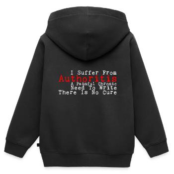 I Suffer From Authoritis, A Need To Write 3 - Kinder Premium Organic Zip Hoodie - Schwarz - Hinten - AI Model Kid Male (0cm)