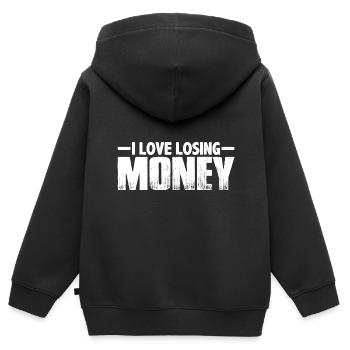 I Love Losing Money 8 - Kinder Premium Organic Zip Hoodie - Schwarz - Hinten - AI Model Kid Male (0cm)