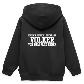 Volker Name Design - Kinder Premium Organic Zip Hoodie - Schwarz - Hinten - AI Model Kid Male (0cm)