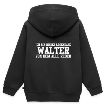 Walter Name Design - Kinder Premium Organic Zip Hoodie - Schwarz - Hinten - AI Model Kid Male (0cm)