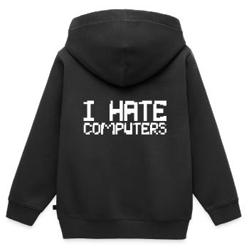 I Hate Computers 3 - Kinder Premium Organic Zip Hoodie - Schwarz - Hinten - AI Model Kid Male (0cm)
