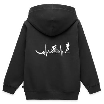 Swim Bike Run. Gesunder und aktiver Lebensstil Gif - Kinder Premium Organic Zip Hoodie - Schwarz - Hinten - AI Model Kid Male (0cm)