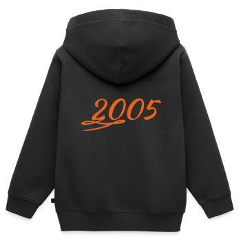 2005 - Kinder Premium Organic Zip Hoodie - Schwarz - Hinten - AI Model Kid Male (0cm)