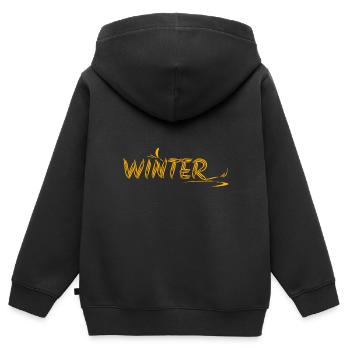 Winter - Kinder Premium Organic Zip Hoodie - Schwarz - Hinten - AI Model Kid Male (0cm)