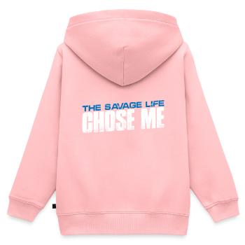 La vie sauvage m’a choisi 14 - Sweat Premium à capuche zippé enfant bio - rose - Dos - AI Model Kid Female (0cm)