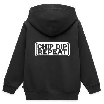 Chip Dip Repeat 10 - Kinder Premium Organic Zip Hoodie - Schwarz - Hinten - AI Model Kid Male (0cm)