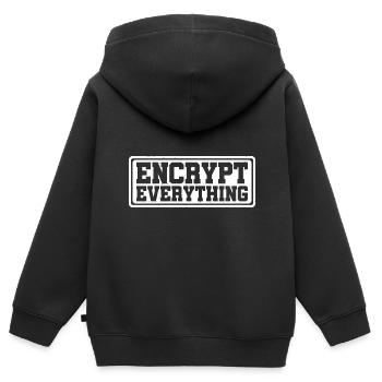 Tout crypter 6 - Sweat Premium à capuche zippé enfant bio - noir - Dos - AI Model Kid Male (0cm)
