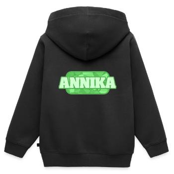 Gesundheit Annika - Kinder Premium Organic Zip Hoodie - Schwarz - Hinten - AI Model Kid Male (0cm)