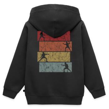 Degen Fechten Fechterin Fechter Florett Schwert - Kinder Premium Organic Zip Hoodie - Schwarz - Hinten - AI Model Kid Male (0cm)