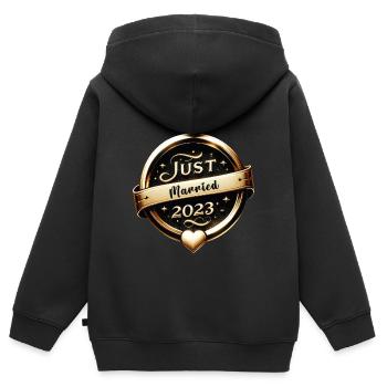 Goldene Hochzeitsfeier - Kinder Premium Organic Zip Hoodie - Schwarz - Hinten - AI Model Kid Male (0cm)