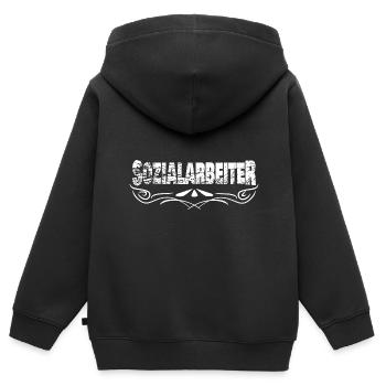 Mein Beruf ist Sozialarbeiter - Kinder Premium Organic Zip Hoodie - Schwarz - Hinten - AI Model Kid Male (0cm)