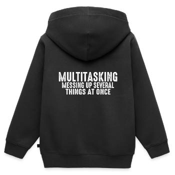 Multitasking, Messing Up Several Things At Once 3 - Kinder Premium Organic Zip Hoodie - Schwarz - Hinten - AI Model Kid Male (0cm)