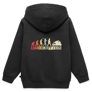 Moto Evolution Vintage Superbike Biker - Sweat Premium à capuche zippé enfant bio - noir - Dos - AI Model Kid Male (0cm)