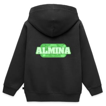 Almina als Gesundheit - Kinder Premium Organic Zip Hoodie - Schwarz - Hinten - AI Model Kid Male (0cm)