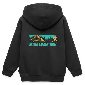 Ultra Marathon Sportler Gift - Kinder Premium Organic Zip Hoodie - Schwarz - Hinten - AI Model Kid Male (0cm)