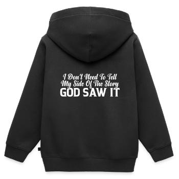 Je n’ai pas besoin de raconter ma version de l’histoire 8 - Sweat Premium à capuche zippé enfant bio - noir - Dos - AI Model Kid Male (0cm)