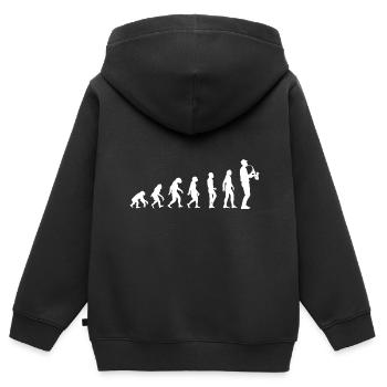 Evolution des Saxophonisten - Kinder Premium Organic Zip Hoodie - Schwarz - Hinten - AI Model Kid Male (0cm)