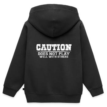 Caution Does Not Play Well With Others 85 - Kinder Premium Organic Zip Hoodie - Schwarz - Hinten - AI Model Kid Male (0cm)