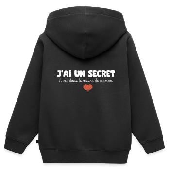 annonce naissance grossesse grandfere grande soeur - Sweat Premium à capuche zippé enfant bio - noir - Dos - AI Model Kid Male (0cm)