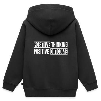 Pensée positive Résultat positif - Sweat Premium à capuche zippé enfant bio - noir - Dos - AI Model Kid Male (0cm)