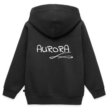 Geschenk für Aurora - Kinder Premium Organic Zip Hoodie - Schwarz - Hinten - AI Model Kid Male (0cm)