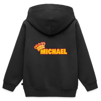 Crown for Michael - Kids Premium Organic Zip-up Hoodie - black - Back - AI Model Kid Male (0cm)