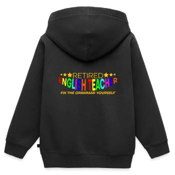 Retired English Teacher, Fix The Grammar Yourself4 - Kinder Premium Organic Zip Hoodie - Schwarz - Hinten - AI Model Kid Male (0cm)