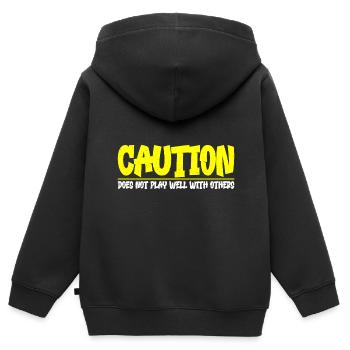 Caution, Does Not Play Well With Others 33 - Kinder Premium Organic Zip Hoodie - Schwarz - Hinten - AI Model Kid Male (0cm)