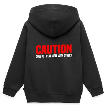 Caution Does Not Play Well With Others 45 - Kinder Premium Organic Zip Hoodie - Schwarz - Hinten - AI Model Kid Male (0cm)