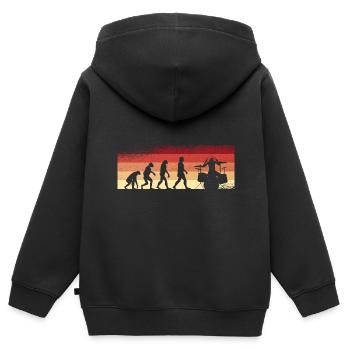 Evolution de l’homme Drums Band Retro Vintage Drummer - Sweat Premium à capuche zippé enfant bio - noir - Dos - AI Model Kid Male (0cm)