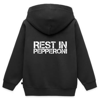 Reste à Pepperoni 3 - Sweat Premium à capuche zippé enfant bio - noir - Dos - AI Model Kid Male (0cm)