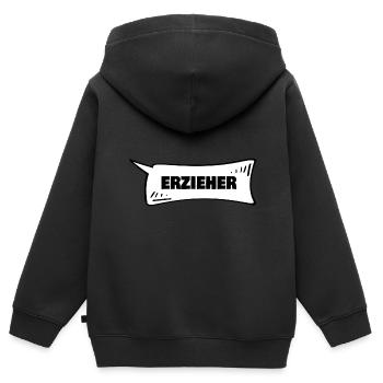 Erzieher als Sprechblase - Kinder Premium Organic Zip Hoodie - Schwarz - Hinten - AI Model Kid Male (0cm)