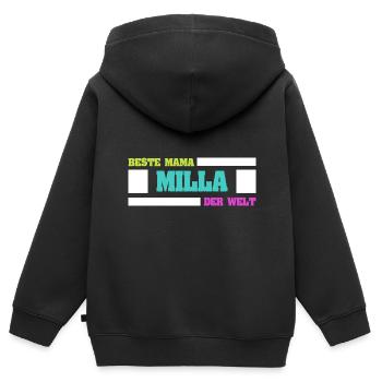 Mère Milla - Sweat Premium à capuche zippé enfant bio - noir - Dos - AI Model Kid Male (0cm)