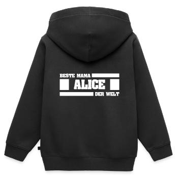 Geschenk für Alice - Kinder Premium Organic Zip Hoodie - Schwarz - Hinten - AI Model Kid Male (0cm)