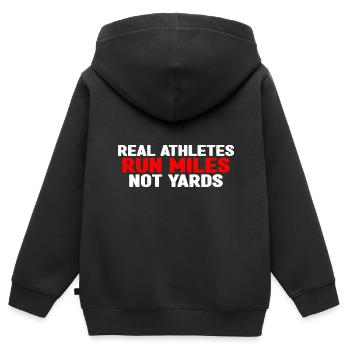 Real Athletes Run Miles Not Yards 4 - Kinder Premium Organic Zip Hoodie - Schwarz - Hinten - AI Model Kid Male (0cm)