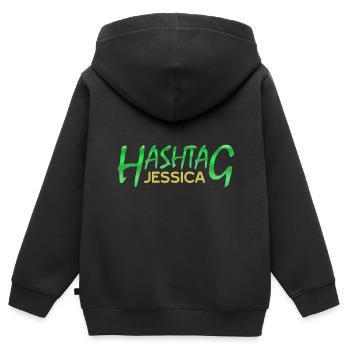 Social Jessica - Kinder Premium Organic Zip Hoodie - Schwarz - Hinten - AI Model Kid Male (0cm)