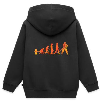 Feuerwehr Evolution - Feuer löschen - Kinder Premium Organic Zip Hoodie - Schwarz - Hinten - AI Model Kid Male (0cm)